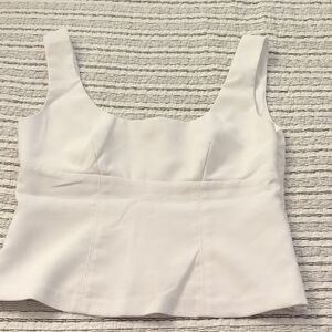 H&M White Square-Neck Cropped Tank